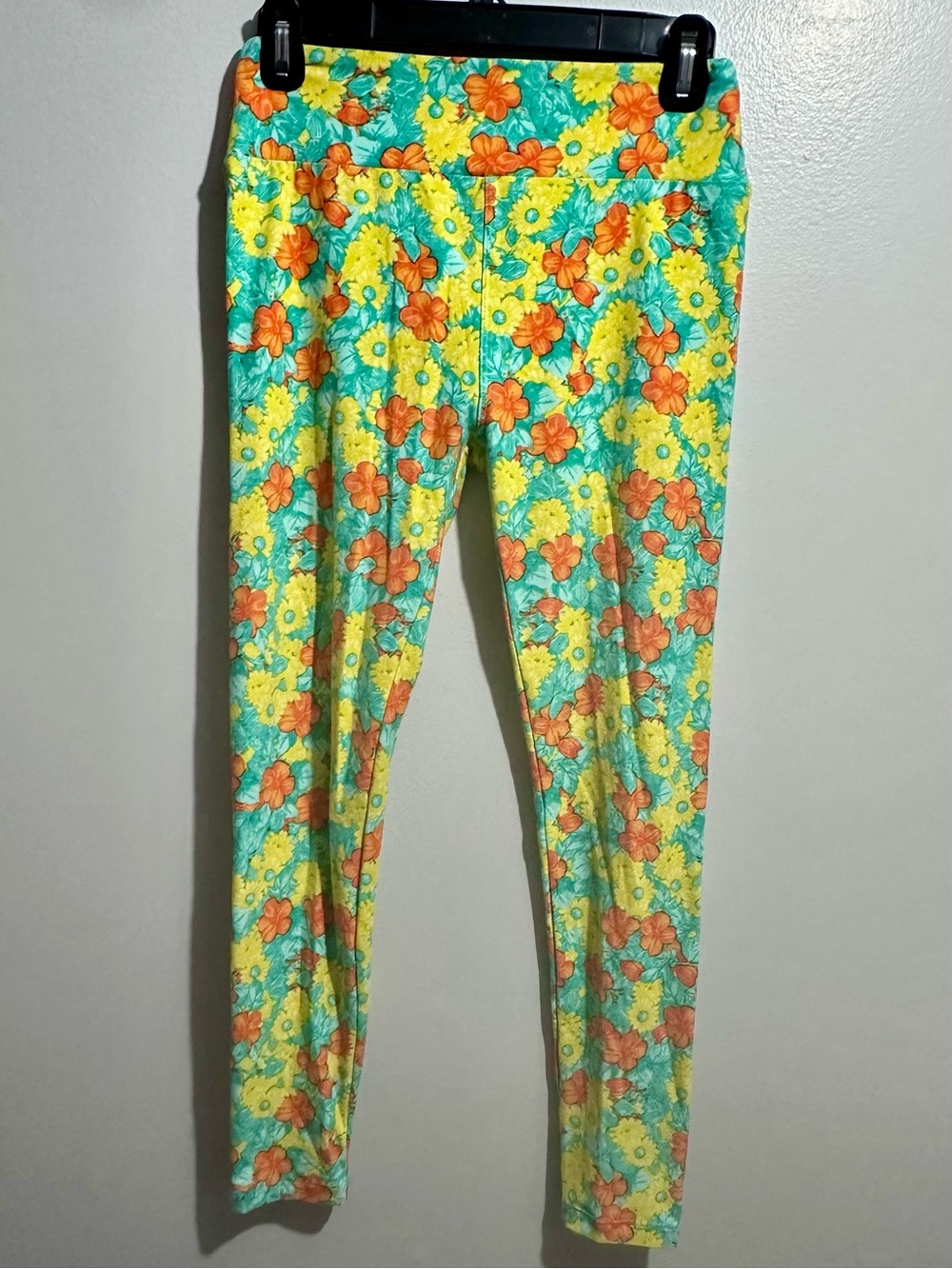 LuLaRoe Floral Leggings - Yellow, Orange & Teal Size OS (1336)